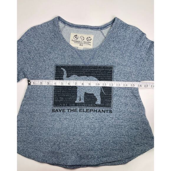 Threads 4 Thought Save the Elephants Recycled Long Sleeve Shirt Blue XS - Picture 7 of 8